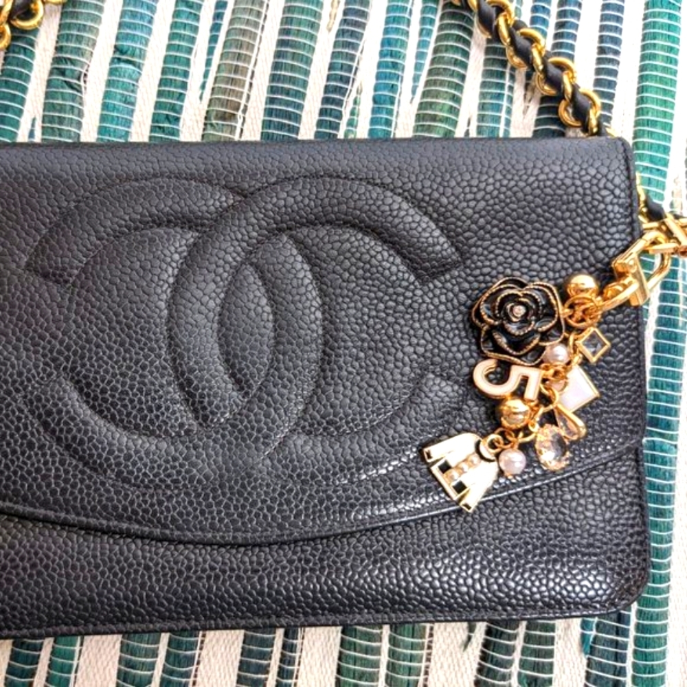💎✨Authentic✨💎 CHANEL wallet on chain black pebbled caviar leather - Picture 3 of 6